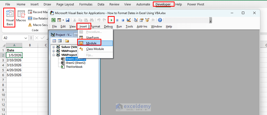 1. How to Format Dates in Excel Using VBA