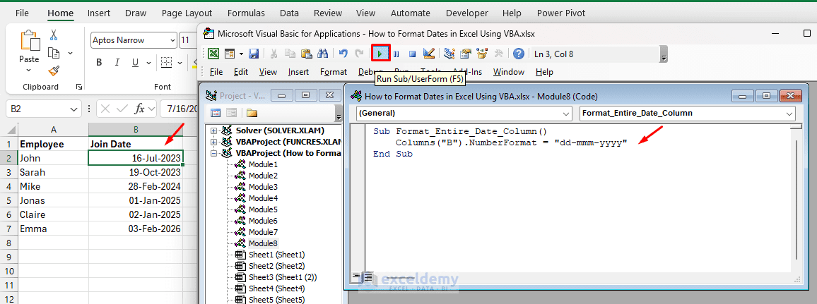 12. How to Format Dates in Excel Using VBA