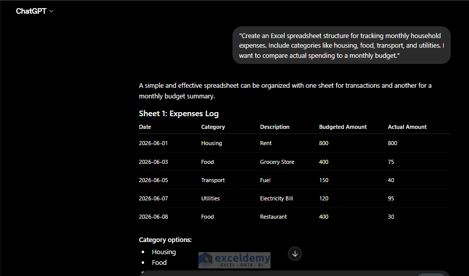 2. Building Excel Spreadsheets with ChatGPT 2. Building Excel Spreadsheets with ChatGPT