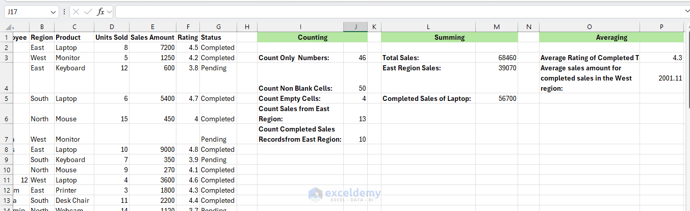 4. Counting vs Summing vs Averaging, What's the Right Function 4. Counting vs Summing vs Averaging, What's the Right Function