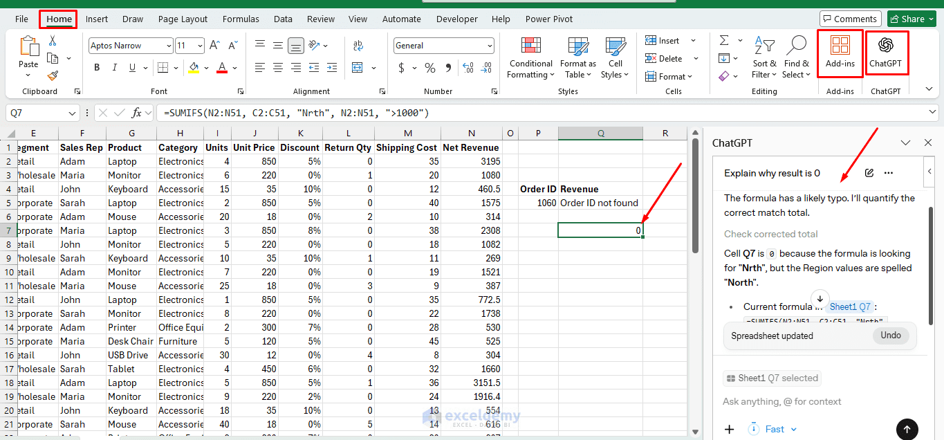 5. Fixing Excel Formulas with ChatGPT 5. Fixing Excel Formulas with ChatGPT