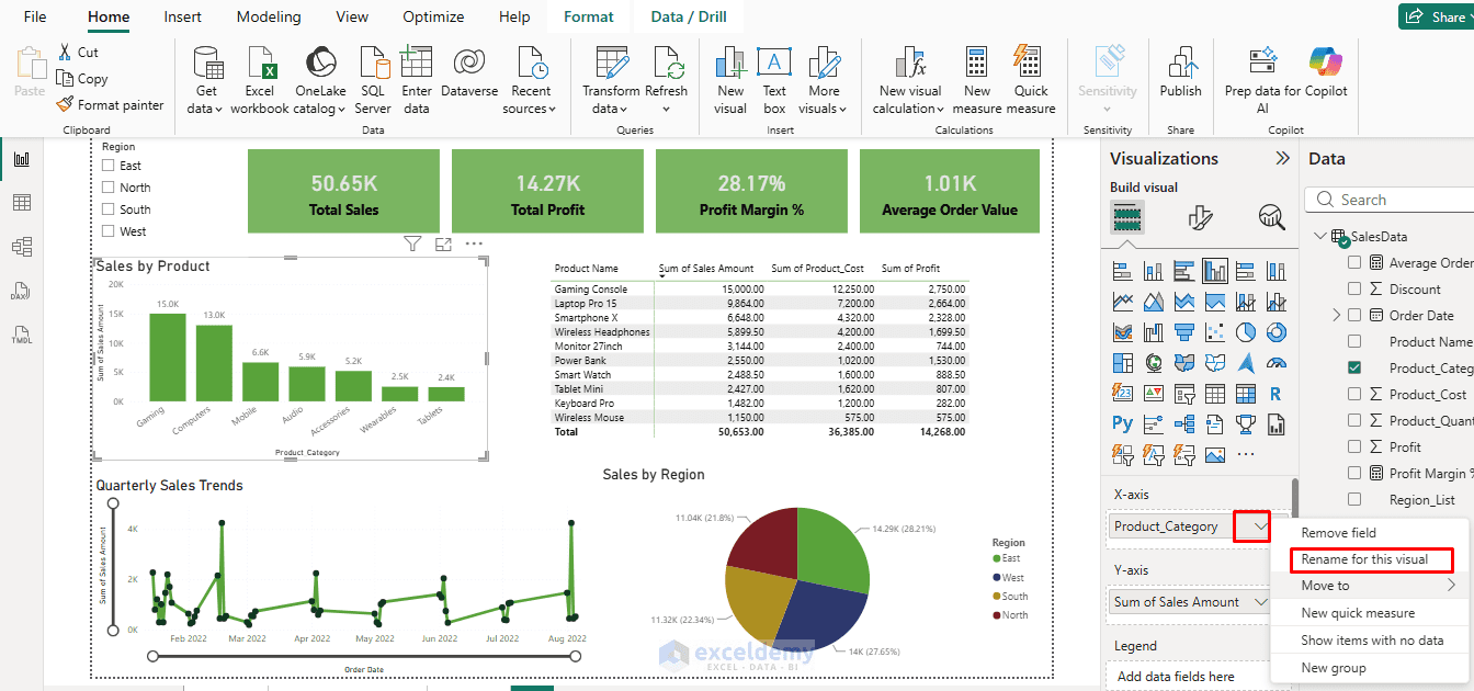 5. How to Rename Visual Fields Without Changing Your Power BI Source Data