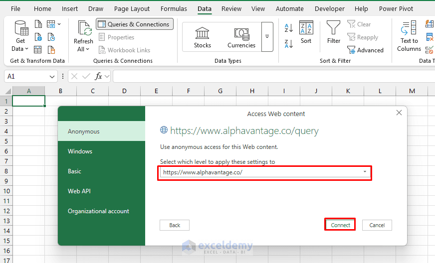 8. How to Connect Excel to Live Web APIs Without Using VBA 8. How to Connect Excel to Live Web APIs Without Using VBA