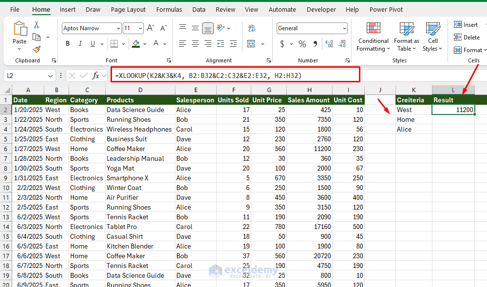 1. How to Perform Multi Criteria Lookups with XLOOKUP and INDEX MATCH 1. How to Perform Multi Criteria Lookups with XLOOKUP and INDEX MATCH
