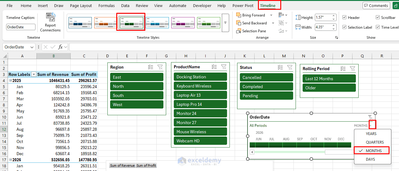19. How to Build a Rolling Dashboard with Slicers and Timelines