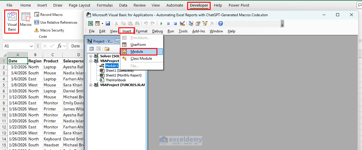 2. Automating Excel Reports with ChatGPT Generated Macros 2. Automating Excel Reports with ChatGPT Generated Macros