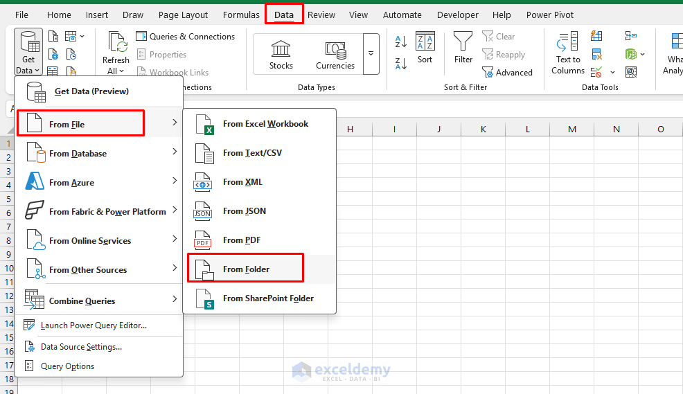 2. How to Merge Data from Multiple Excel Files Using Power Query 2. How to Merge Data from Multiple Excel Files Using Power Query