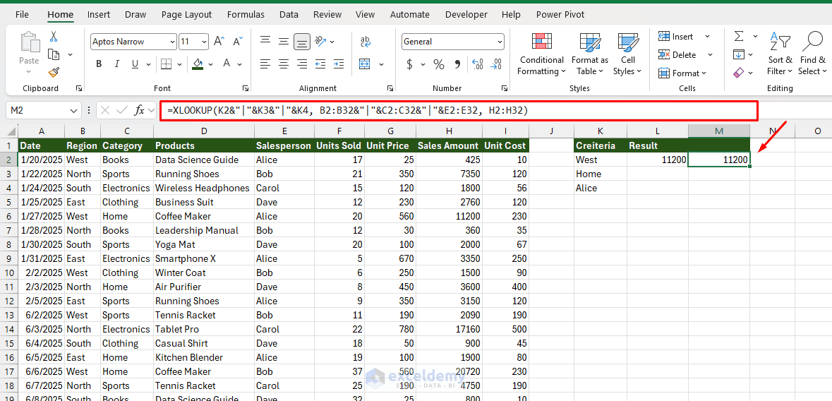 2. How to Perform Multi Criteria Lookups with XLOOKUP and INDEX MATCH 2. How to Perform Multi Criteria Lookups with XLOOKUP and INDEX MATCH