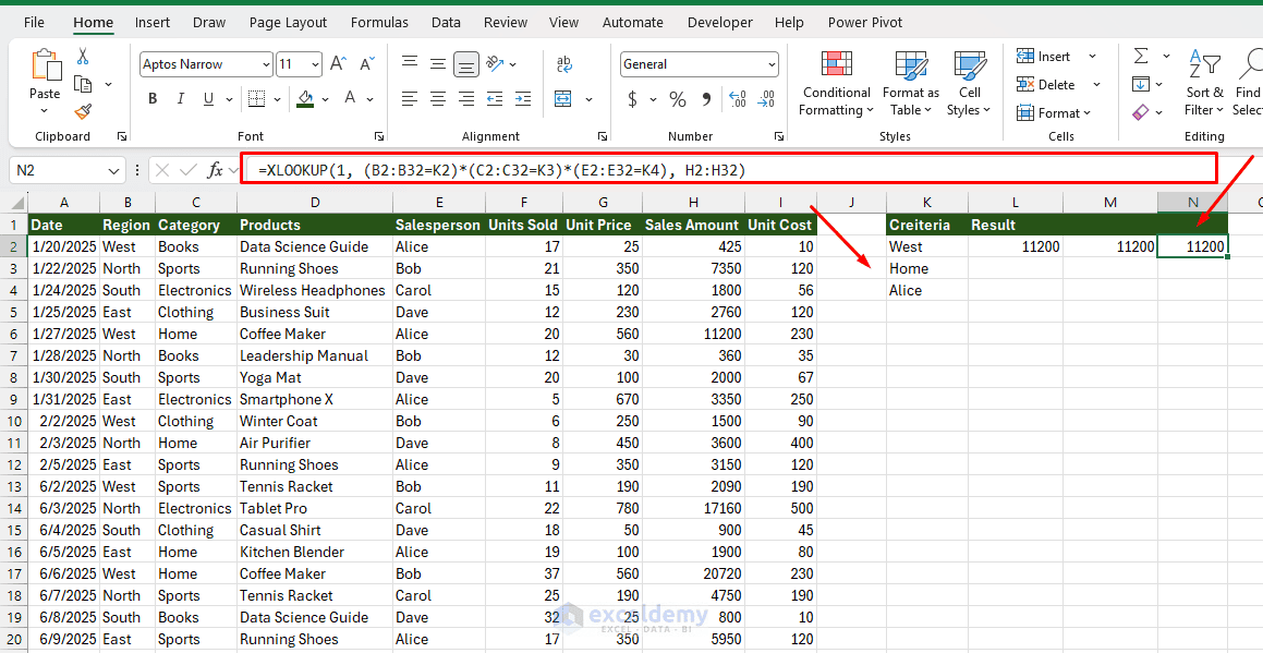 3. How to Perform Multi Criteria Lookups with XLOOKUP and INDEX MATCH 3. How to Perform Multi Criteria Lookups with XLOOKUP and INDEX MATCH