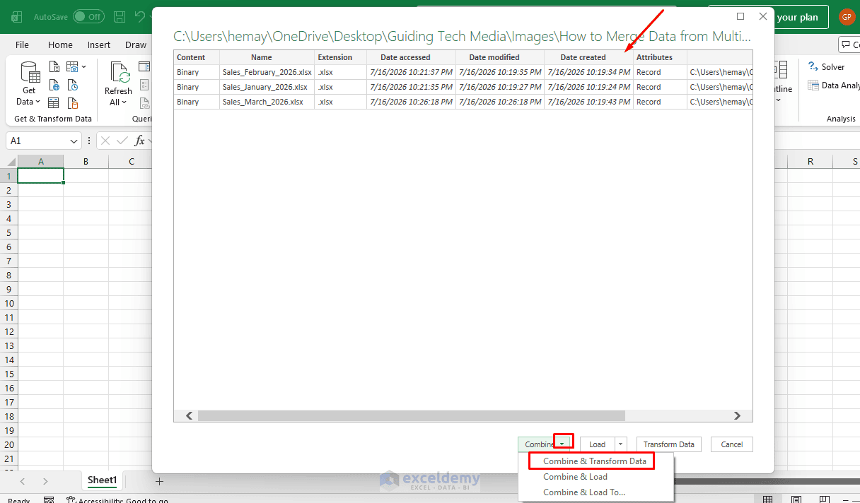 4. How to Merge Data from Multiple Excel Files Using Power Query 4. How to Merge Data from Multiple Excel Files Using Power Query