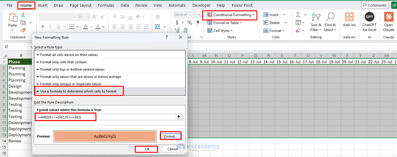 8. 5 Ways to Build a Project Timeline in Excel Without an Add In