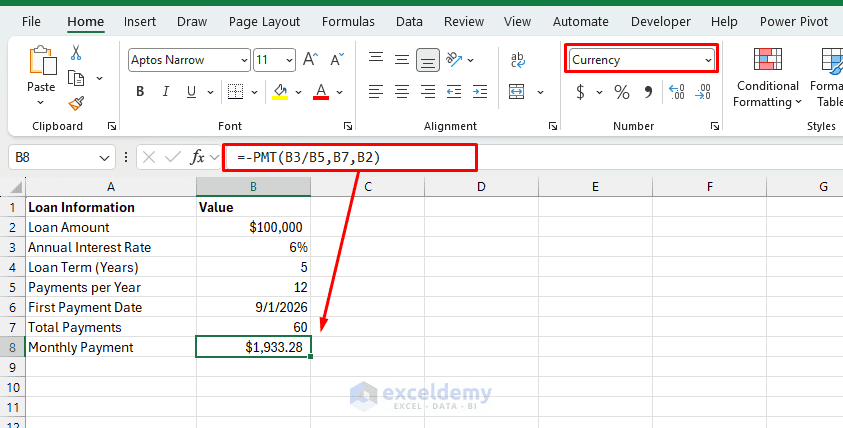 2. How to Build an Amortization Schedule in Excel 2. How to Build an Amortization Schedule in Excel