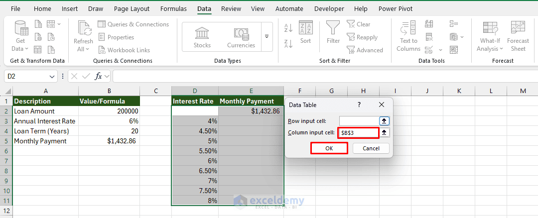 2. How to Use Excel's Data Table Feature for Sensitivity Analysis 2. How to Use Excel's Data Table Feature for Sensitivity Analysis