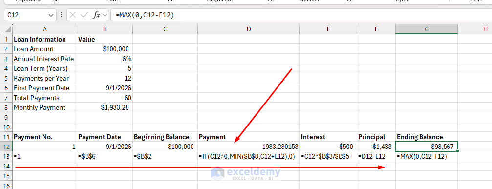 4. How to Build an Amortization Schedule in Excel 4. How to Build an Amortization Schedule in Excel