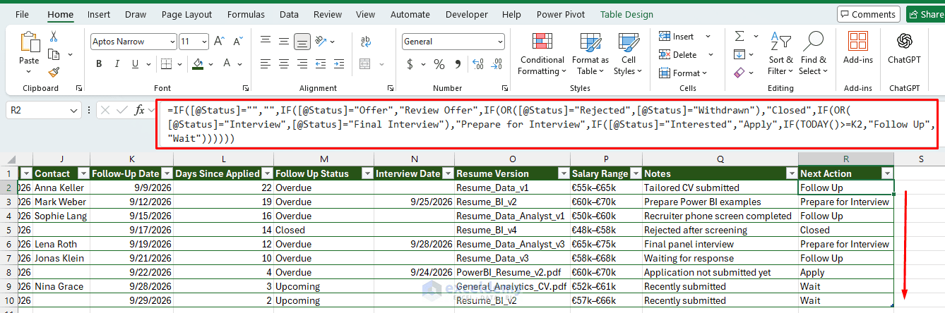 10. Building a Robust Job Application Tracker in Excel