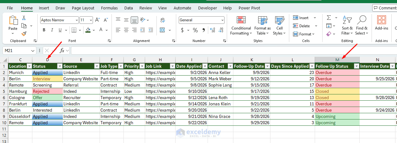 13. Building a Robust Job Application Tracker in Excel
