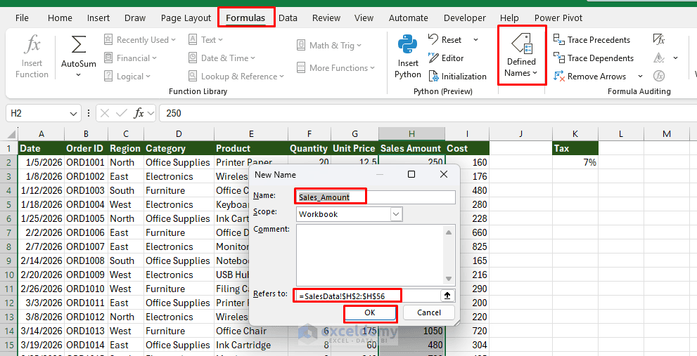 2. How to Use Named Ranges to Make Formulas Easier to Read and Maintain 2. How to Use Named Ranges to Make Formulas Easier to Read and Maintain