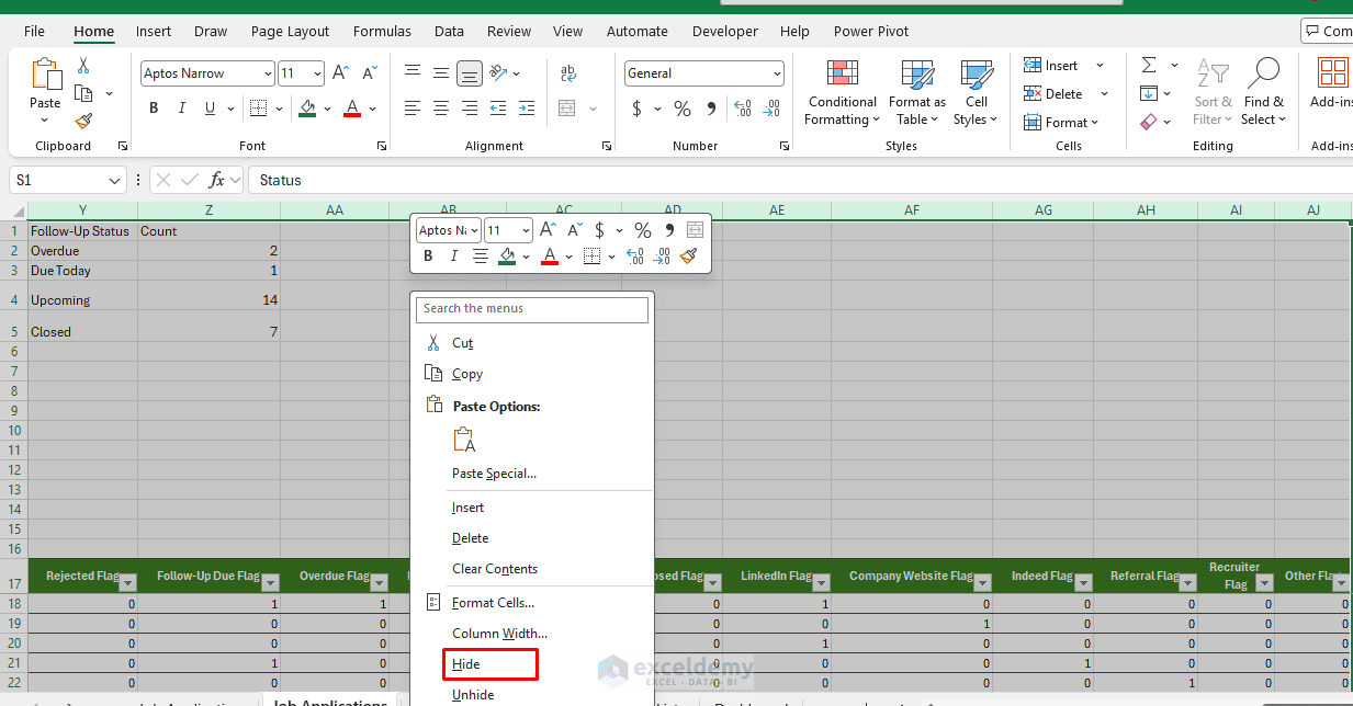 20. Building a Robust Job Application Tracker in Excel