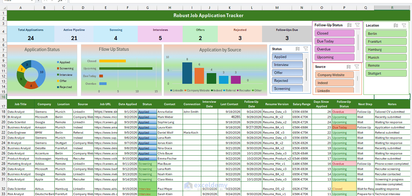 22. Building a Robust Job Application Tracker in Excel