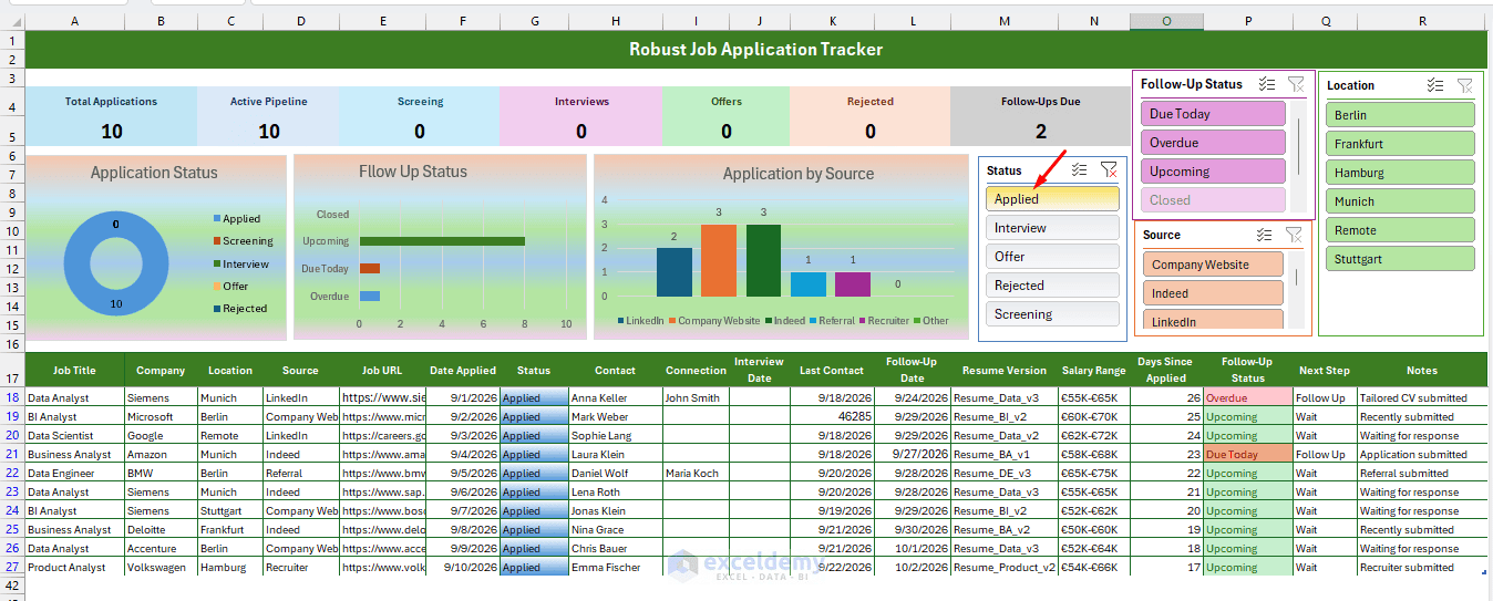 23. Building a Robust Job Application Tracker in Excel