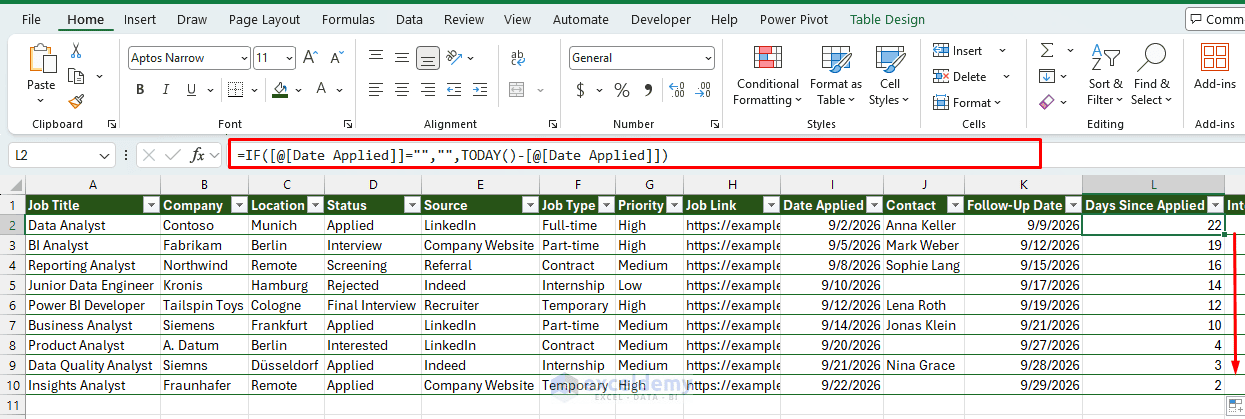 8. Building a Robust Job Application Tracker in Excel